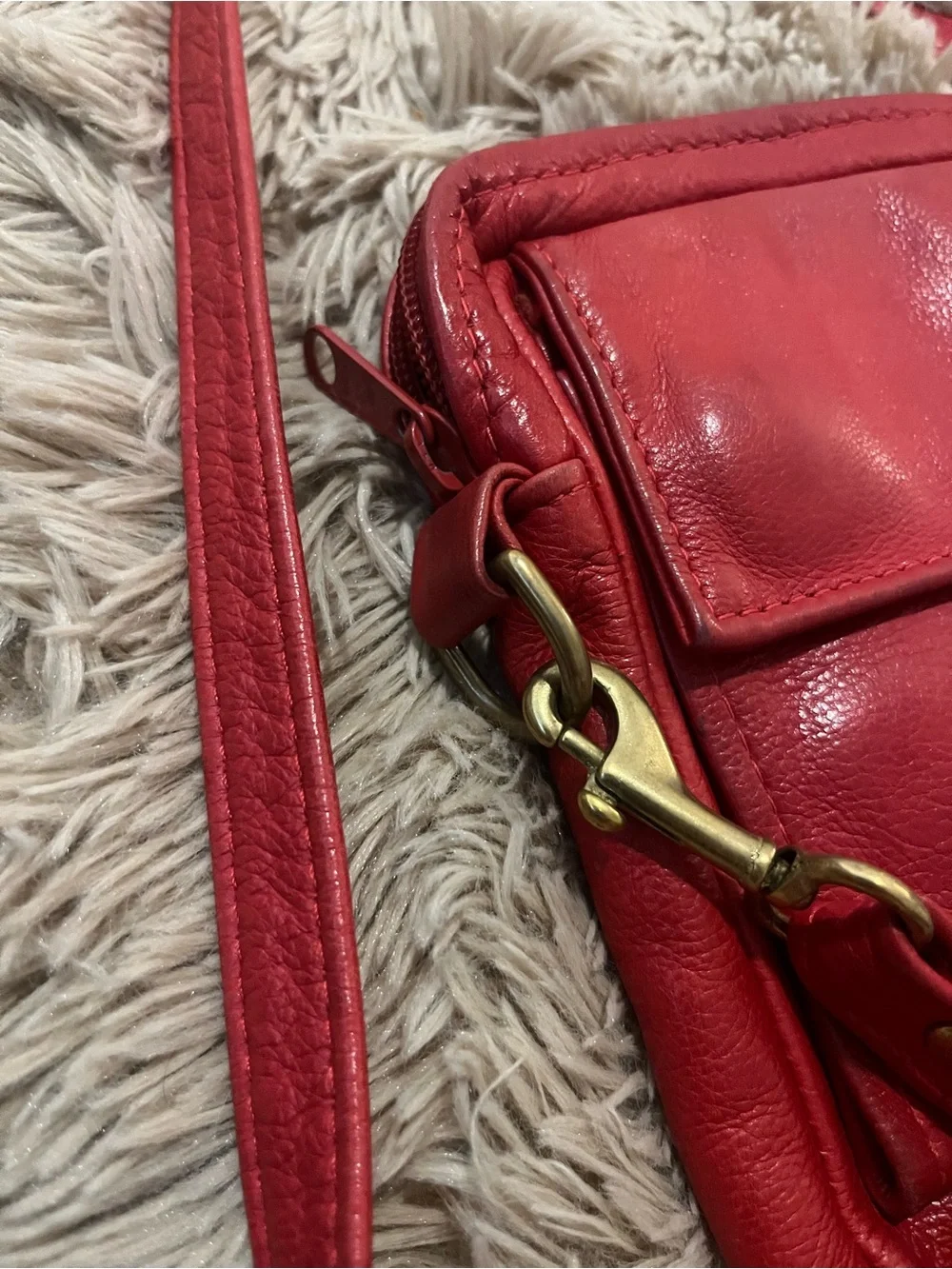 Vintage Red Leather Crossbody Bag Made in USA Victoria Leather Co